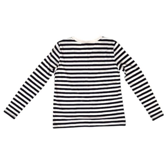 Loft NWOT Black Stripped Crew Neck Long Sleeve Cotton Tee Shirt Everyday Size S - Picture 3 of 7